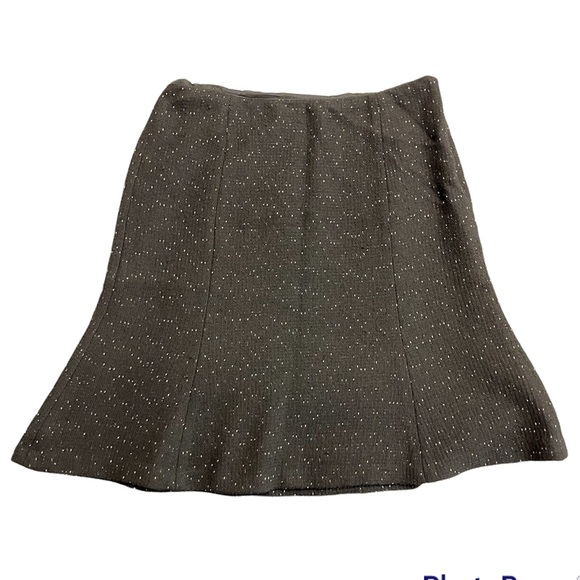 ANN TALYOR Woman Black Textured Wool Blend Acetate A-Line Skirt Sz 12 - Picture 5 of 7